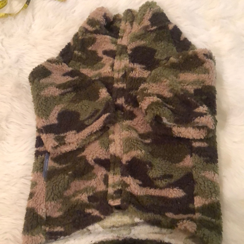 Dog Camo Print Faux Fur Coat/NWT
